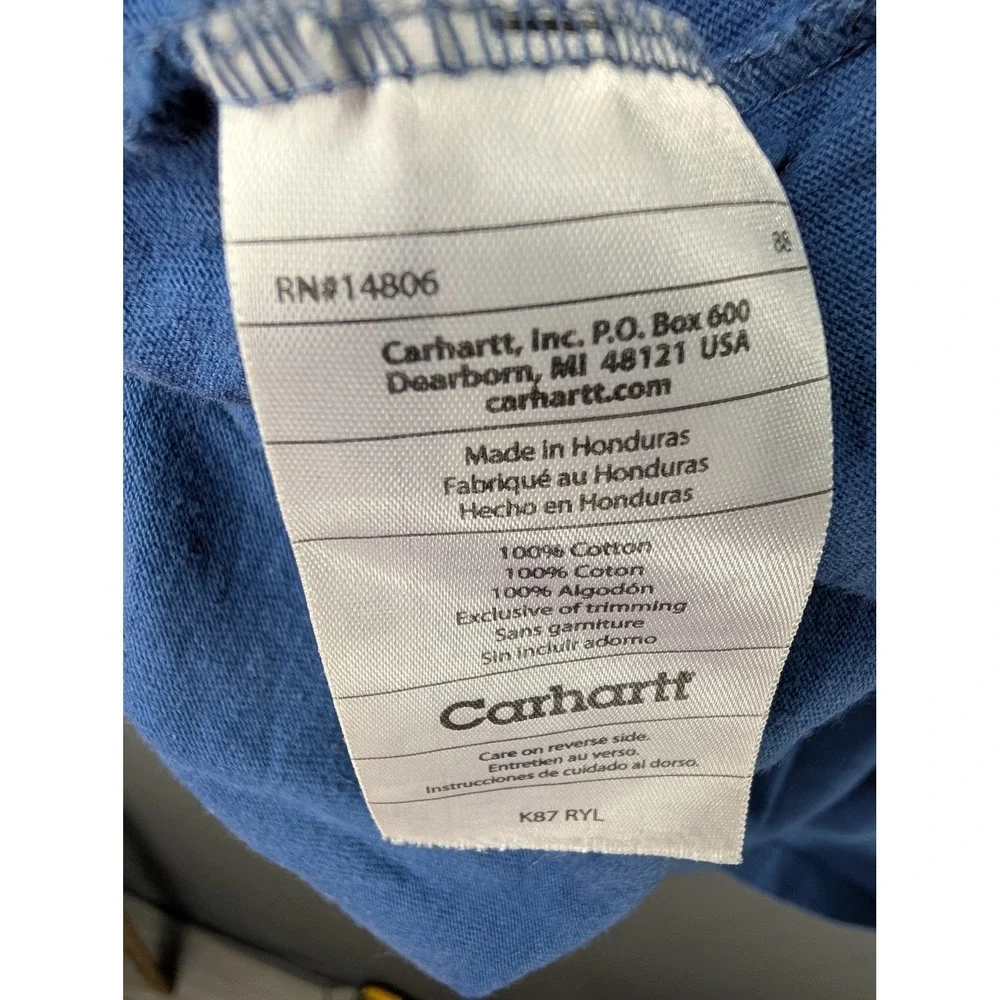 Carhartt K87 RYL Royal Blue Pocket T-Shirt Mens XL Short Sleeve Heavyweight